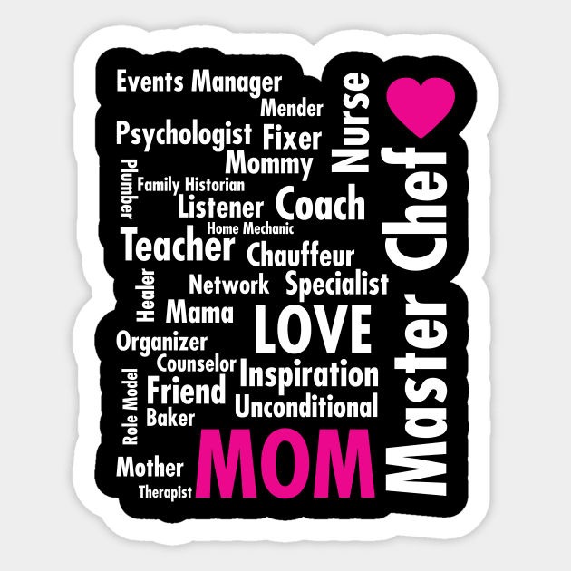 'Mom Teacher Master Chef' Mother's Day Word Collage Sticker by ourwackyhome